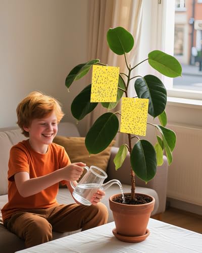 Gnat Sticky Traps for Plants -25 PCS + Kids Gardening Gloves - color: Color D-25PCS