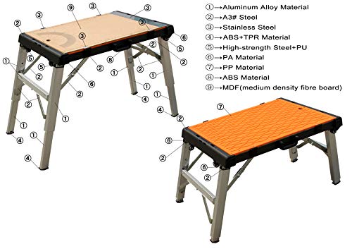 WINTOOLS 4-in-1 Multi-Function Portable Folding Workbench/Scaffold Platform/Creeper Carrier/Hand Truck