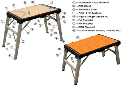 WINTOOLS 4-in-1 Multi-Function Portable Folding Workbench/Scaffold Platform/Creeper Carrier/Hand Truck