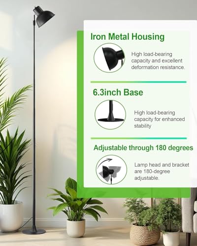 yadoker Plant Grow Light for Indoor Plant, Aluminum LED Grow Light,Elevating Plant Lamp,Height Adjustable,Automatic Timer with 8/12/18Hours,10-Level Brightness,Ideal for Large Plant Grow - color: Black