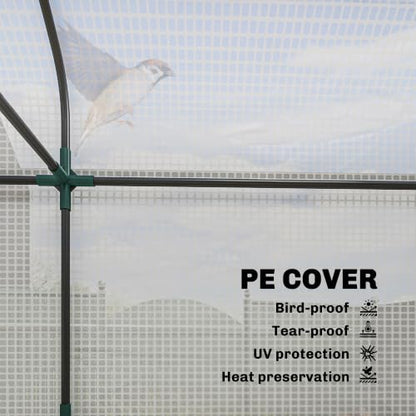 Outsunny 3 Tier Mini Greenhouse 2 Roll-up Doors 56.3" x 18.1" x 65" White - color: White