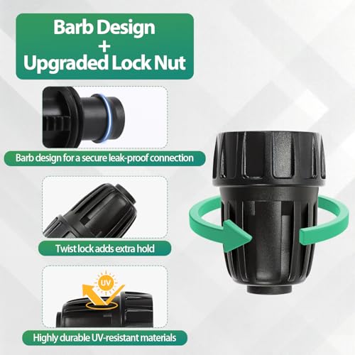 RedChili 6 Pcs 1/2 Inch Drip Irrigation Tubing to Faucet/Garden Hose Adapter, 3/4" FHT to 1/2" (1/2" ID x0.6-0.65" OD) Drip Irrigation Fittings Female Garden Hose Water Line System Connector - size: 1/2" Faucet Adapter