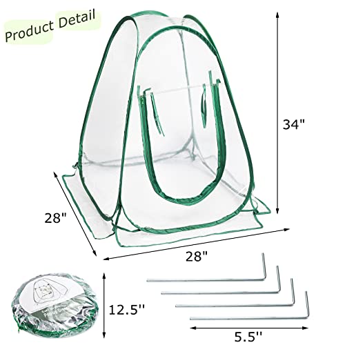 Lyellfe Pop Up Greenhouse Cover, PVC Mini Greenhouse with Nails - size: 28" x 28" x 34"