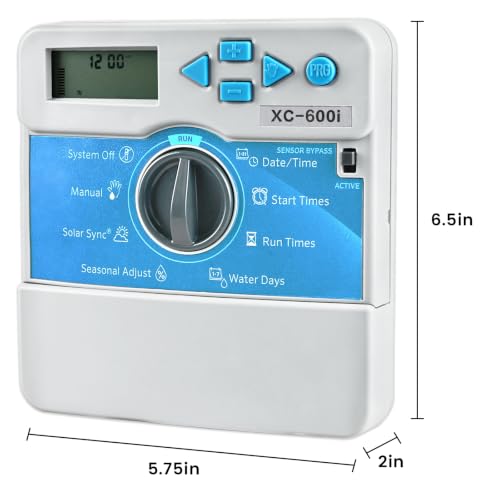Upgrade X-Core XC600i Indoor Sprinkler Timer, Compatible with Hunter 6 Zone Irrigation Controller, Indoor Lawn & Garden Watering System, Easy Program, No Wi-Fi Required