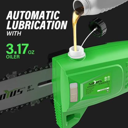SOYUS 2-in-1 8-Inch Pole Saw and 18-Inch Pole Hedge Trimmer 2.0Ah Battery - color: Forest Green