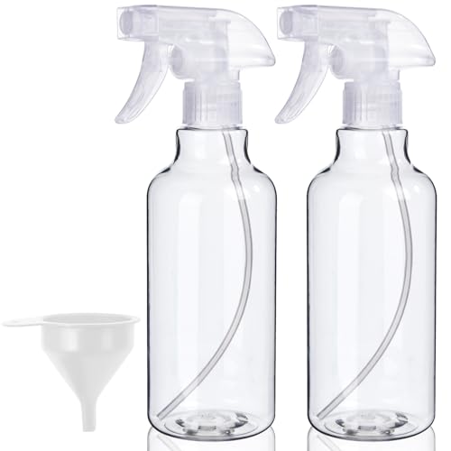 Plastic Spray Bottles (2-Pack, 16.9 Oz) Mist & Stream, Heavy Duty Spraying