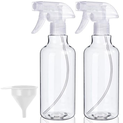 Plastic Spray Bottles (2-Pack, 16.9 Oz) Mist & Stream, Heavy Duty Spraying