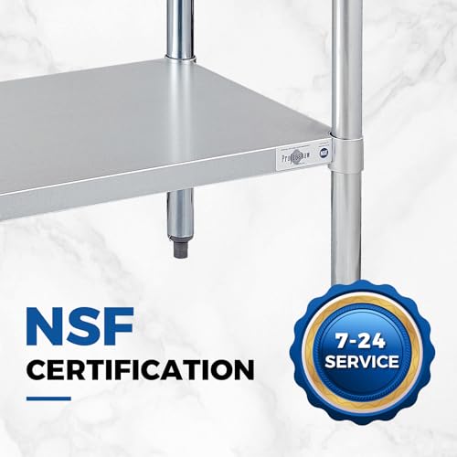 Profeeshaw Stainless Steel Prep Table 30''x48'' Workbench with Backsplash - color: With Backsplash, size: 30''x48''