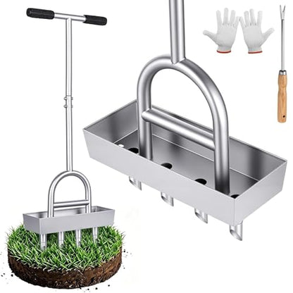 Lawn Coring Aerator with Stainless Steel Soil Core Storage Tray