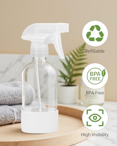 Glass Spray Bottles 8 oz, 2 Pack Spray Bottle for Hair with Silicone Sleeve - color: White, size: 2 Pack
