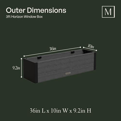 Mayne Horizon 36in Rectangular Window Box Planter, Charcoal - size: 36in