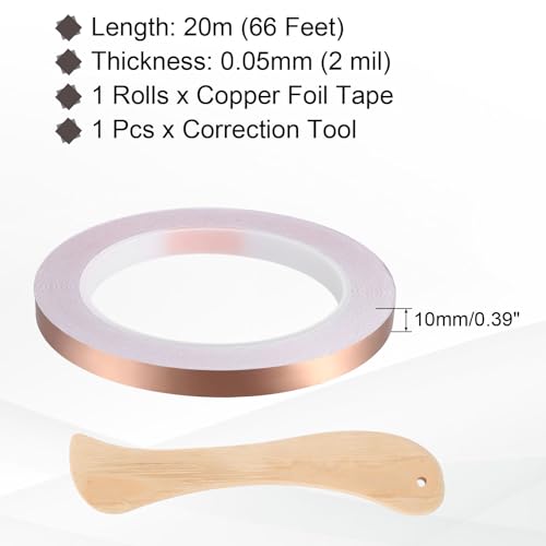 Copper Foil Tape 0.39" x66FT Single Conductive Adhesive Tape - size: 0.39 Inch x 66 FT