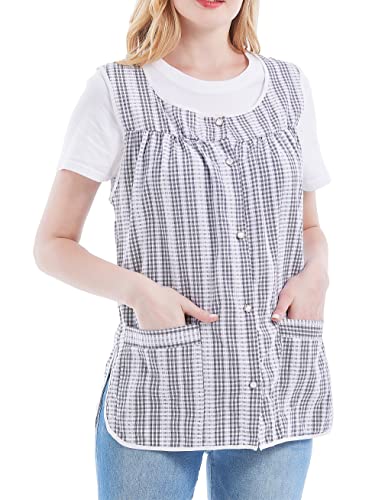 Nanxson Cobbler Aprons for Women with Pockets Smock Apron with Buttons - color: Black, size: XX-Large