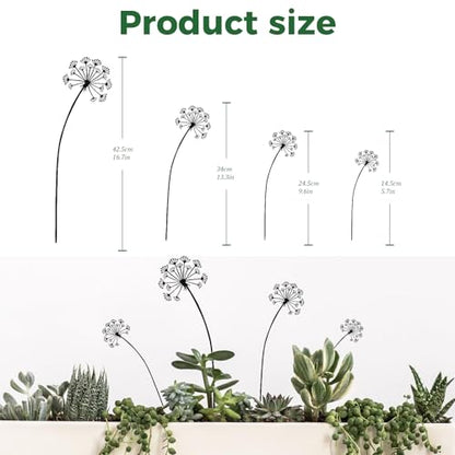 4-Pack Dandelion Metal Flowers for Outside,Black Wild Flower Decorative Garden Stakes for Potted Plants, Metal Yard Art, Gift-Boxed Indoor & Outdoor Garden Decor(Black Dandelion Flower Set) - style: Black Dandelion Flower Set