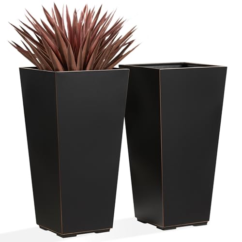 26" Heavy-duty Metallic Taper Planter Set of 2 for Outdoor Indoor Plants