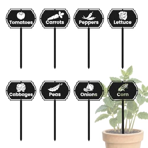 CUTHOLLOW 8PCS Vegetable Garden Plant Markers, Metal Plant Labels - style: Vegetable