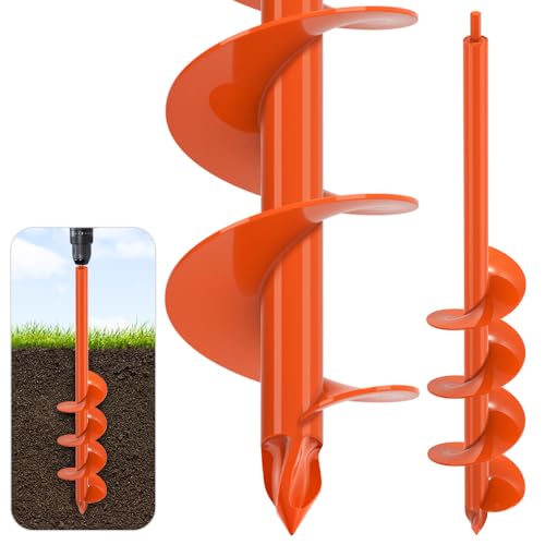 Dolibest 4 x24 Auger Drill Bit for Planting, Garden Auger for Post Digger - color: Orange-4''x 24''