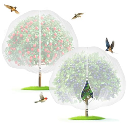 10'x10' Fruit Tree Netting with Zipper & Drawstring(2 Pack) - size: 10'x10' Tree Bag