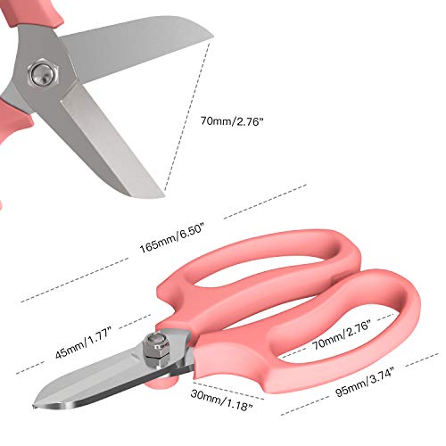Housolution Flower Scissors, 3PCS Premium Steel Pruning Shears, Pink - color: Pink, size: 3 Pack