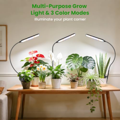 Garpsen Grow Light with Clip, Full Spectrum, Flexible Gooseneck, 2Pack - size: 2Pack