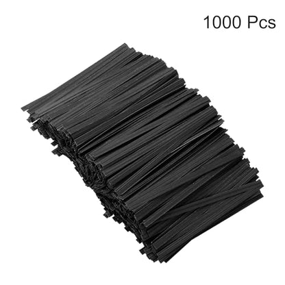 HARFINGTON 1000pcs Bag Twist Ties 3.5" Reusable Kraft Paper Twist Ties Wire Cable Ties for Party Bread Candy Cake, Black - color: Black, size: 3.5"