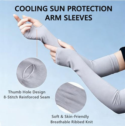 UV Sun Protection Arm Sleeves with Thumb Holes for Men Women - color: Red+rose Red