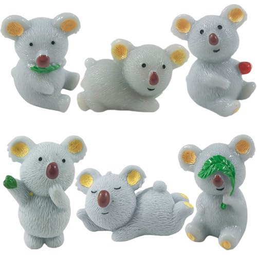 EMiEN 6 Pcs Mini Animals Koala Miniature Ornament Kits,Tiny Animals Figurines,Animals for Fairy Garden,Bonsai Craft Decor - color: 6 Pcs Mini Koala