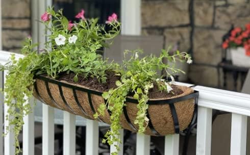 1 Pack 24 Inch Pre-Formed Trough Coco Liner for Window Boxes & Railing Planters, Thickened Natural Coconut Coir Replacement Liner, No Cutting Needed, Durable for Outdoor Balcony Garden - size: 24inch/1Pack