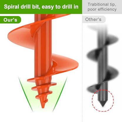Insaga Auger Drill Bit for Planting 3 x 24'', Threaded Garden Auger Post Hole Digger, Spiral Drill Earth Dirt Augers for Bulb, Vegetables, Fence Posts and Umbrella Holes, Fits in 3/8” Drill Chuck - size: 3x24''