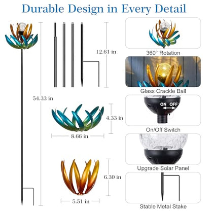 Solar Wind Spinners Outdoor, Metal Garden Windmill for Yard Decoration