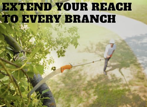 5-24 ft Telescopic Manual Pole Saw for Tree Trimming & Pruning - size: 24 feet