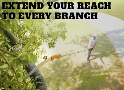 5-24 ft Telescopic Manual Pole Saw for Tree Trimming & Pruning - size: 24 feet