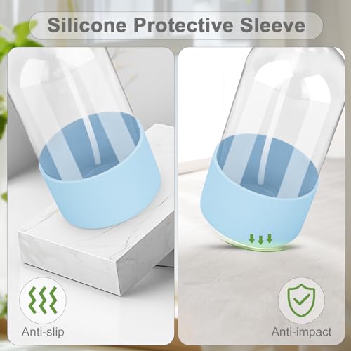 Glass Spray Bottles - 2 Pack 16 oz Clear Spray Bottles with Silicone Sleeve - color: Blue