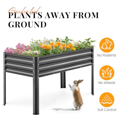 KING BIRD Large Raised Garden Bed with Legs 48×24×32 in