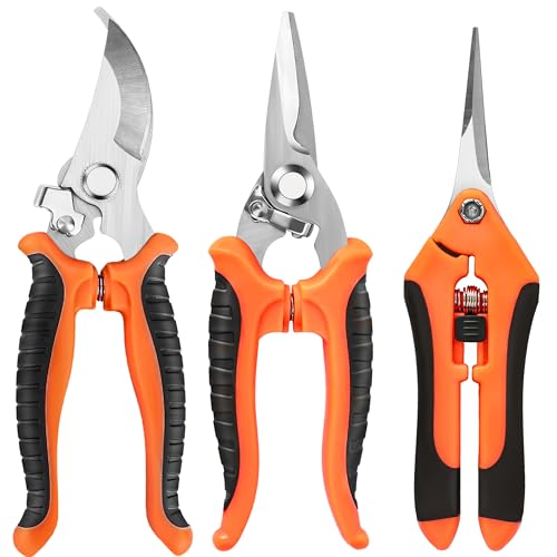 EWPJDK 3 Pack Garden Pruning Shears Scissors Clippers (Orange) - style: Orange
