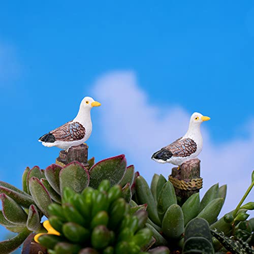 2PCS Seagulls Bird Micro Landscape Ornaments, Miniature Figurines Fairy Garden Accessories, Garden DIY Kit - color: Seagulls