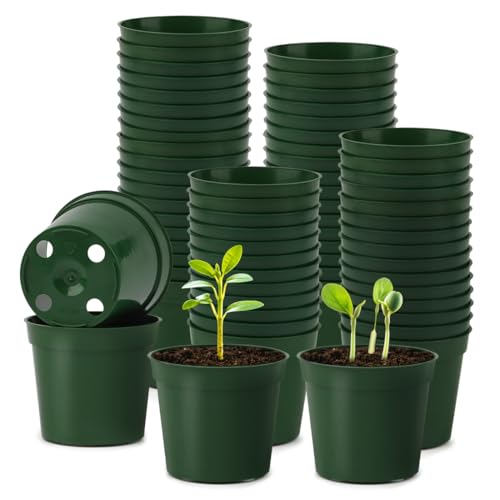 100 Pack 2.5 Inch Small Plant Pots, Plastic Nursery Pots for Plants - color: Green, size: 2.5Inch-100P
