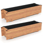 HAPPYGRILL Wooden Raised Garden Bed with 4 Drainage Holes, Black Liner - size: 44" x 11" x 10"