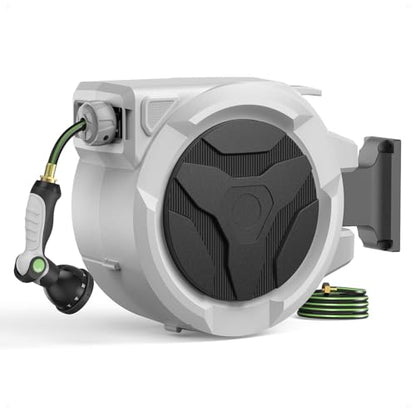 Etoolab Retractable Garden Hose Reel 100ft x 1/2 in with 10 Spray Nozzle - color: Black