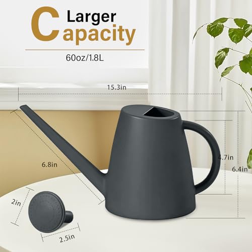 Plastic Watering Can - for Home Plant Garden - 1/2 Gallon - Grey - color: Gray