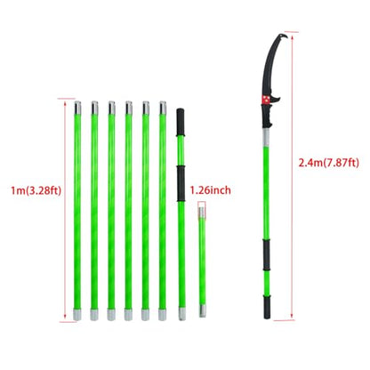 findmall 27ft Manual Pole Saw Extendable Tree Pruner Sharp Steel Blade - color: Green, size: 27ft