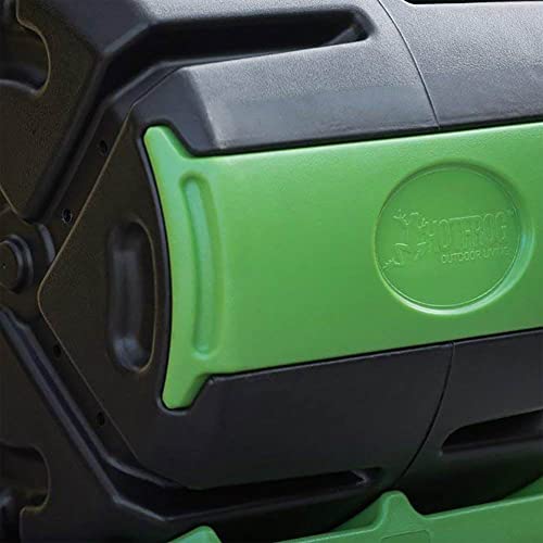 FCMP Outdoor HOTFROG Rolling Single Chamber Batch Tumbling Composter - Outdoor Rotating Garden Compost Bin (HF-RC4000WB) Black & Green (37-Gallon)