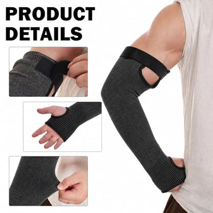 Cut Resistant Arm Sleeves Protective Sleeves for Daily Gardening Farm Work - color: Black
