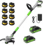 12" 21V Weed Wacker Cordless, 2 in 1 String Trimmer and Edger - color: Green