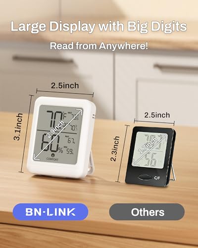 BN-LINK Digital Hygrometer Indoor Room Thermometer with LCD, 2 Pack