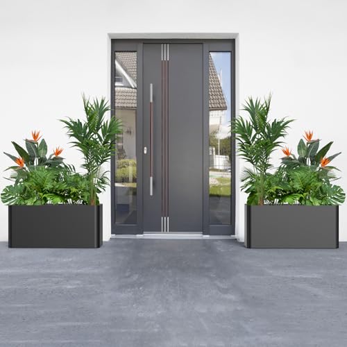 Metal Rectangular Outdoor Planter 36" L x 15" W x 15" H,Black - color: Black