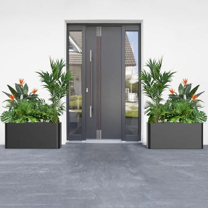 Metal Rectangular Outdoor Planter 36" L x 15" W x 15" H,Black - color: Black
