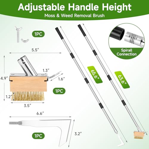SANLIKE Crack Weeder Tool Set, 65in Long Handle Weed Remover for Patio