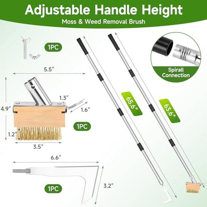 SANLIKE Crack Weeder Tool Set, 65in Long Handle Weed Remover for Patio