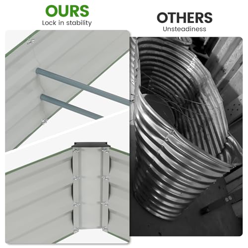 G GOOD GAIN 2Pcs Galvanized Raised Garden Bed 8x4x1ft for Herbs, OliveGreen - color: Olive Green